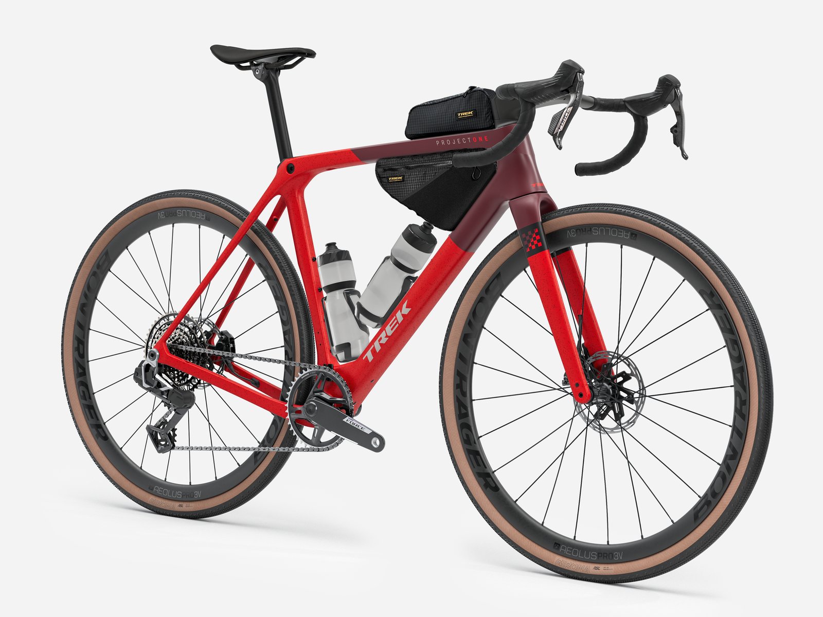 Gravel bike loaded with a frame bag and bottles, ready to travel