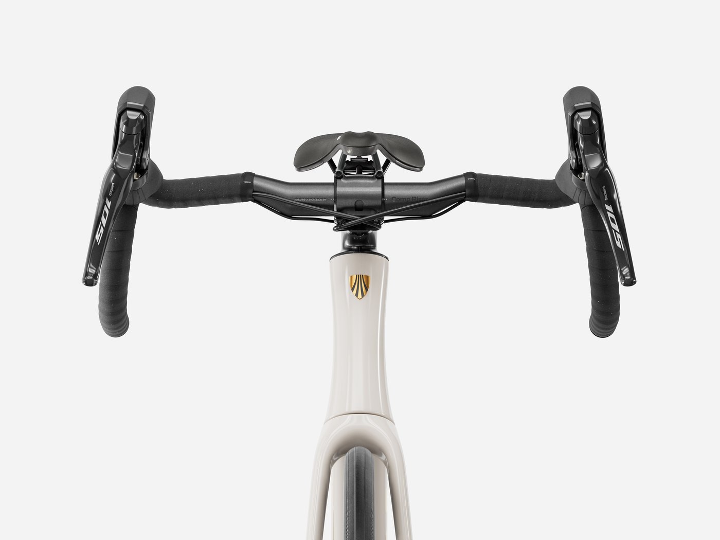 Road bike cockpit and shifter setup detail